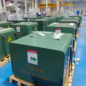 ONAN estándar 50kva 75kva 13200V a 400/230V relleno de aceite monofásico fabricante de transformadores montados7