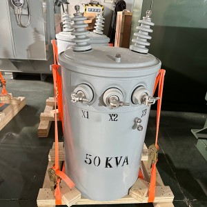 シングルパッド変圧器 37.5kva アルミニウム巻線 1380v から 120/240v 油入変圧器 Outdoor7