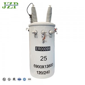 JZP na-eji mkpanaka ọkụ ọkụ 125kva 150 kva 7200v 208/120v Subtractive Polarity Pole-mount Transformer1