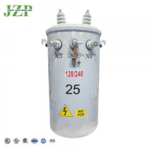 Uzlabotas konstrukcijas eļļas tips no 7620 V līdz 400/230 V 167 kva, vienfāzes poliem uzstādīts transformators