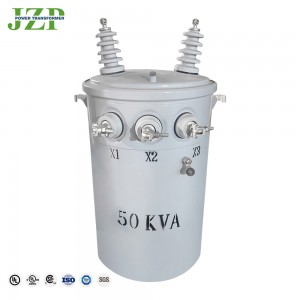 Fitaovana miaraka amin'ny tselatra 125kva 150 kva 7200v 208/120v Subtractive Polarity Pole-mount Transformer