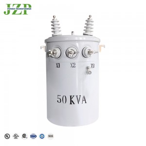 Jzp 머리 위 유형 50kva 24290v에서 208/120v 저손실 Fr3 기름 단일 위상 Polemounted 변압기