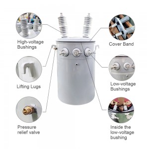 Potentia efficientis distributio 15kva 25kva 37.5kva oleum genus unius phase polus conscendit transformer2