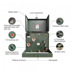 Ifunni Yipo Ohun elo Tuntun Alakoko 7200v Atẹle 120/208v 50 kva Ipele Kanṣo ti Padmounted Transformer4