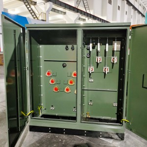 ANSI DOE Standard 60HZ 750kva 1000kva 1500kva තුන් අදියර 7620V සිට 240/120V Pad Mounted Transformer Loop Feed3